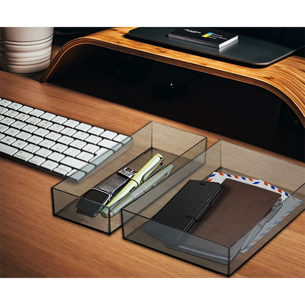 クリアケース 収納ケース スリム クリアブラック 220×79×40mm 355827