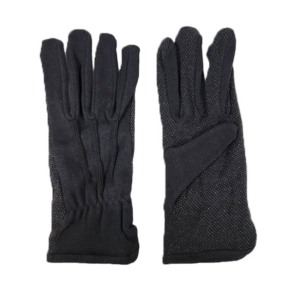 ドライブ手袋 マチすべり止め付 日除けグローブ 黒手袋 綿100% L ブラック 355883