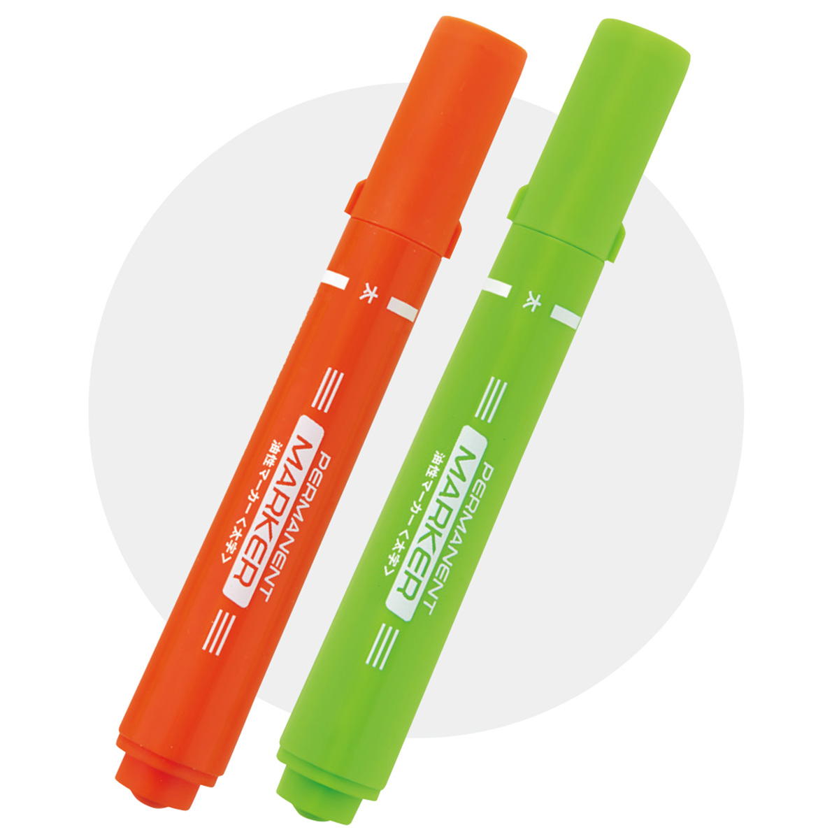 油性ペン カラーペン 油性カラーマーカー太2P オレンジ ライトグリーン 356112