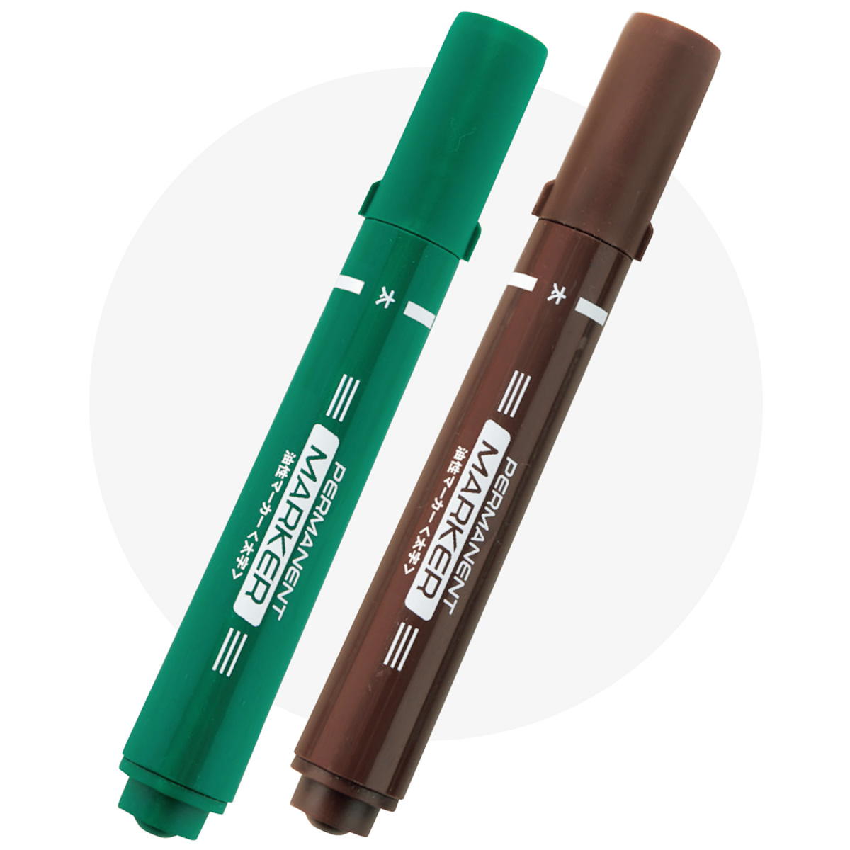油性ペン カラーペン 油性カラーマーカー太2P グリーン ブラウン 356113