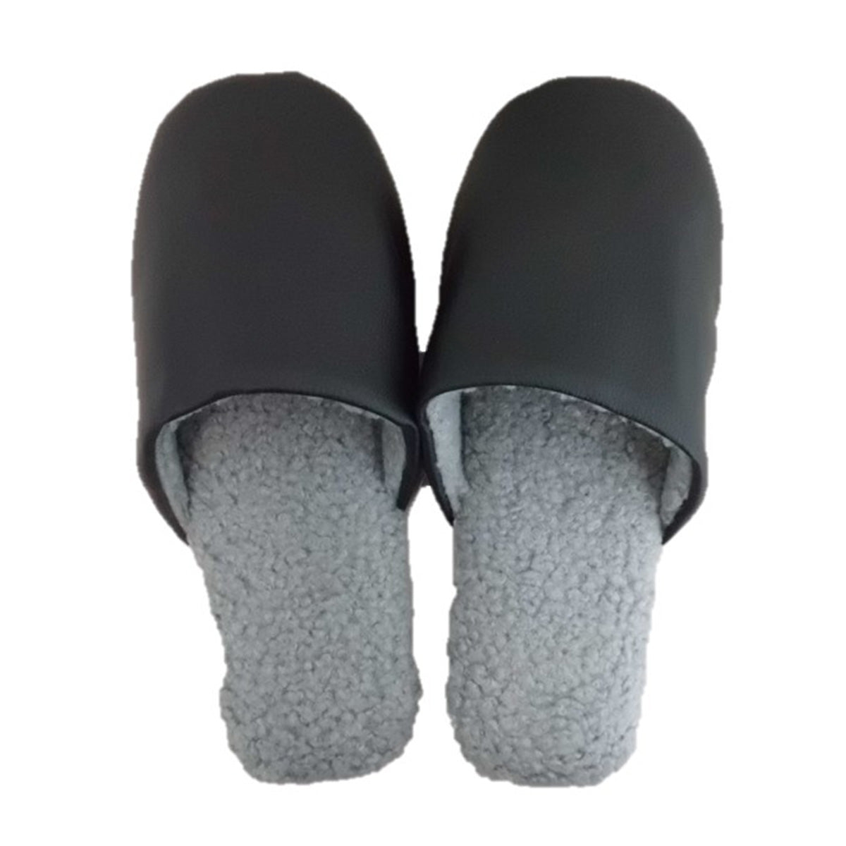 スリッパ モコモコ 合皮ボア素材 ルームスリッパ ブラック 23~25cm  356180