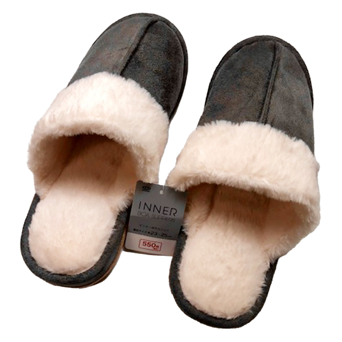 【OUTLET】ルームシューズ 秋冬用 インナーボアスリッパ グレー 約23?25cm  356185