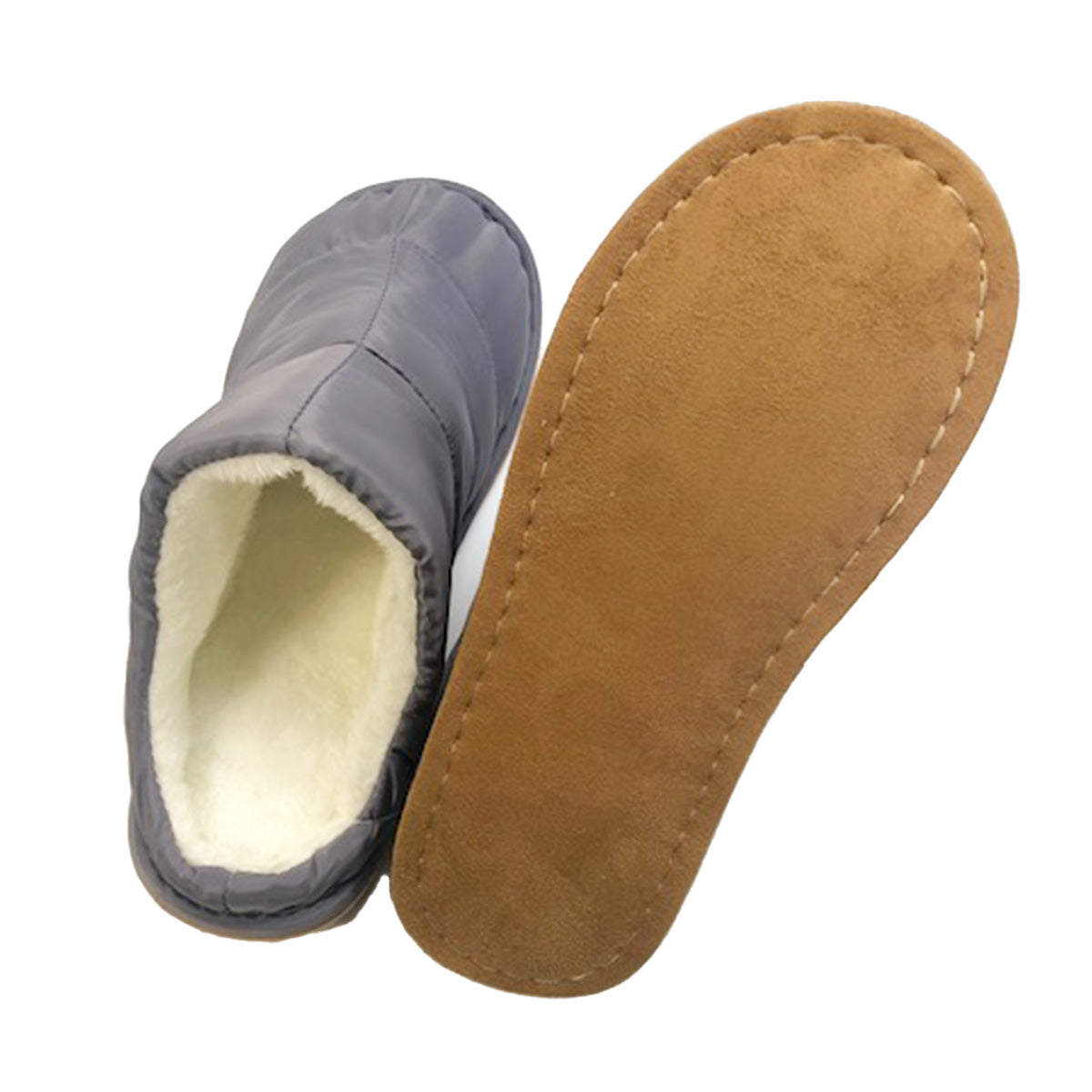 【OUTLET】ルームシューズ 秋冬用 ダウン風スリッパ グレー 約23?25cm 356188