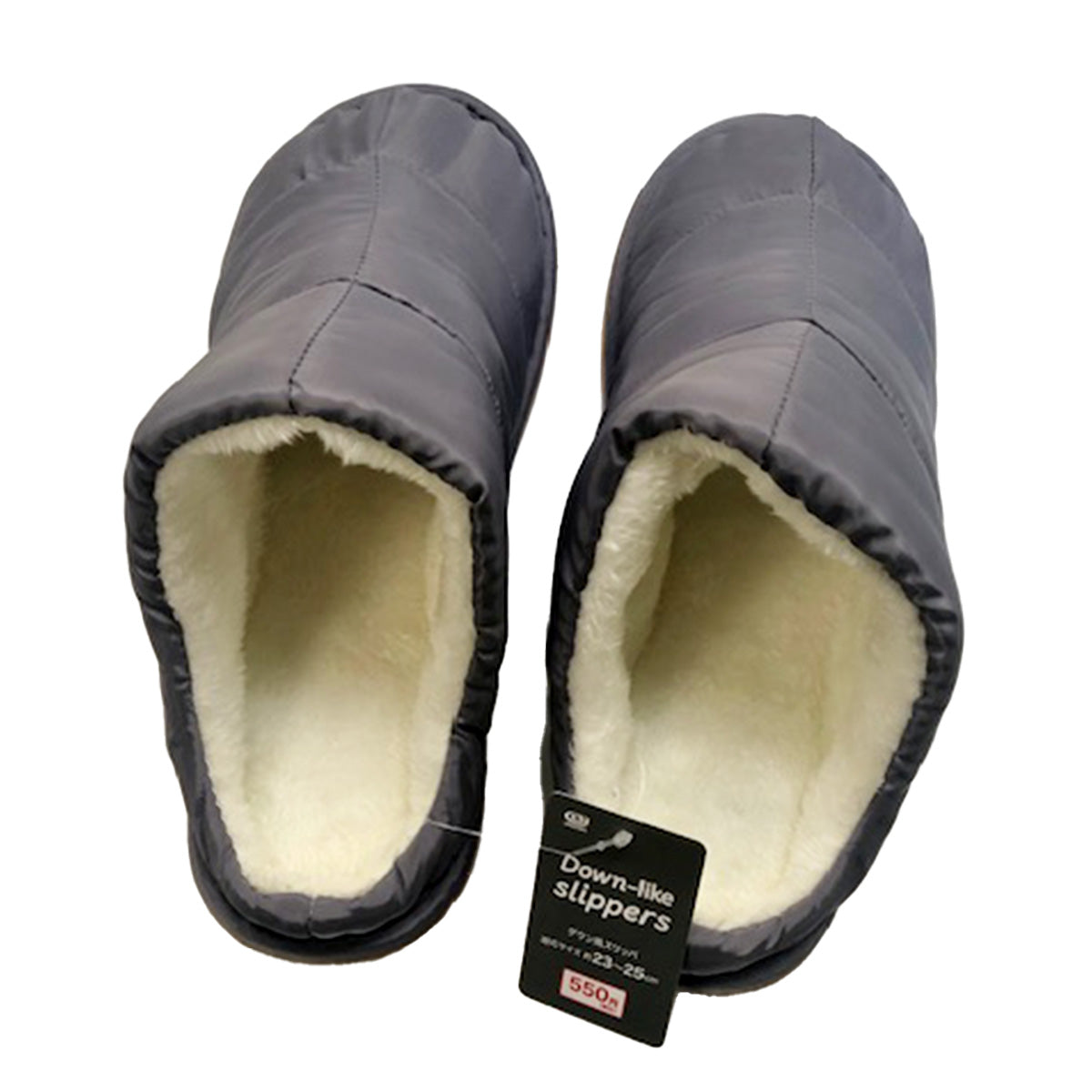 【OUTLET】ルームシューズ 秋冬用 ダウン風スリッパ グレー 約23?25cm 356188