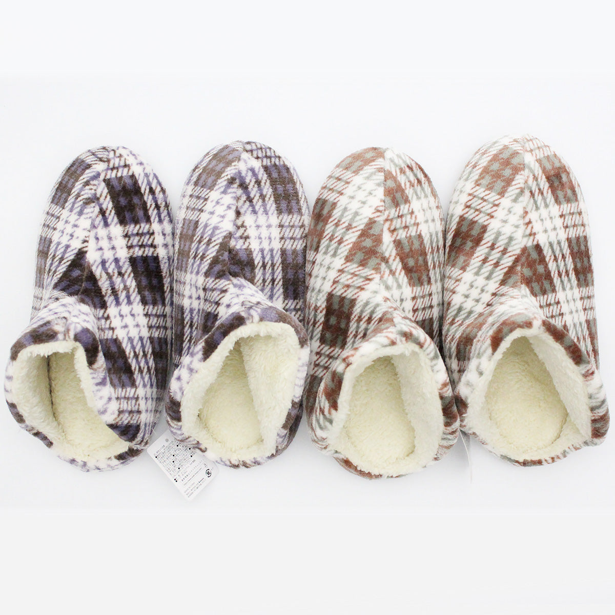 【OUTLET】ルームシューズ スリッパ モコモコ 秋冬用  ハイカット チェック柄 約26cm  356194