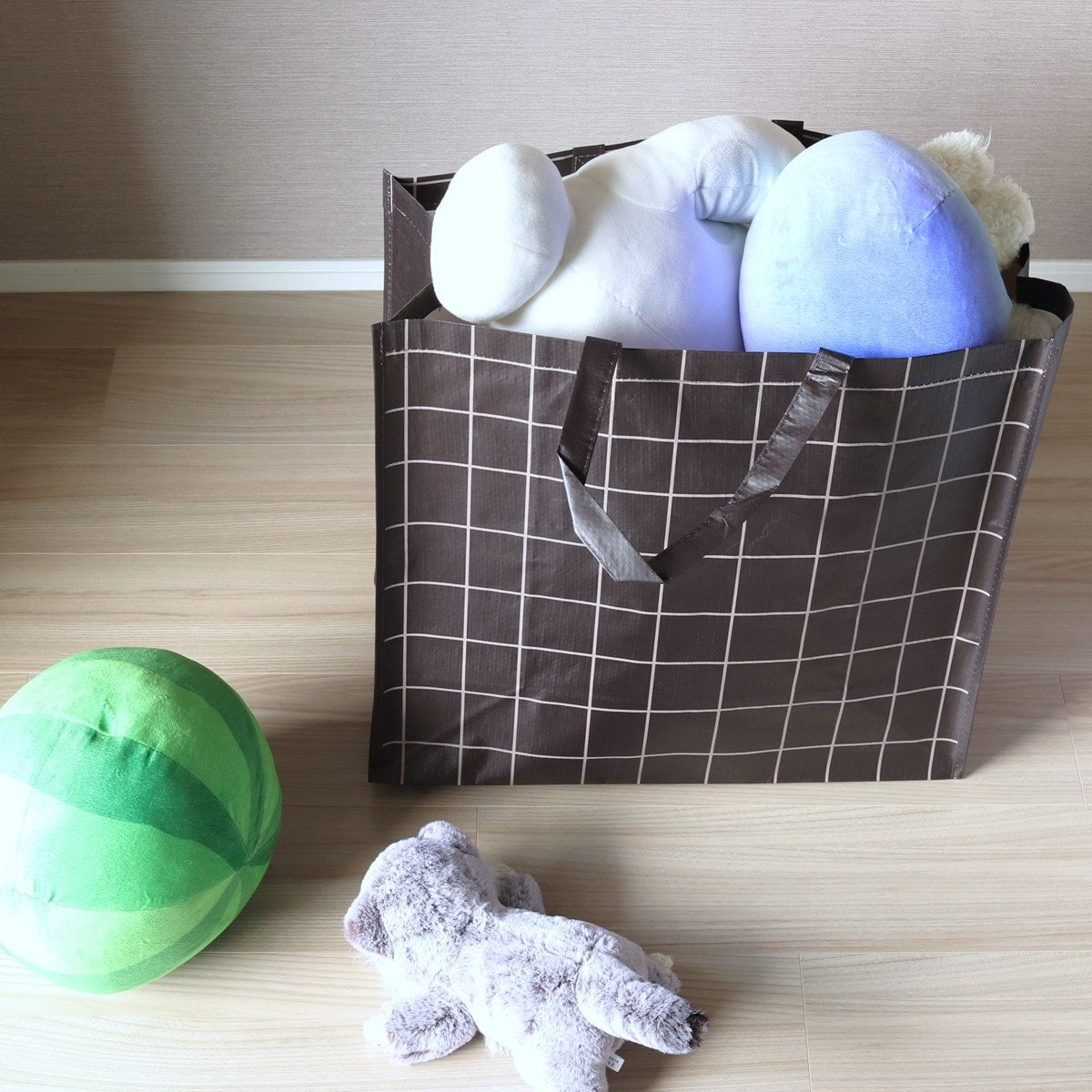 収納バッグ 買い物バッグ PPバッグ シンプルチェック L 356213