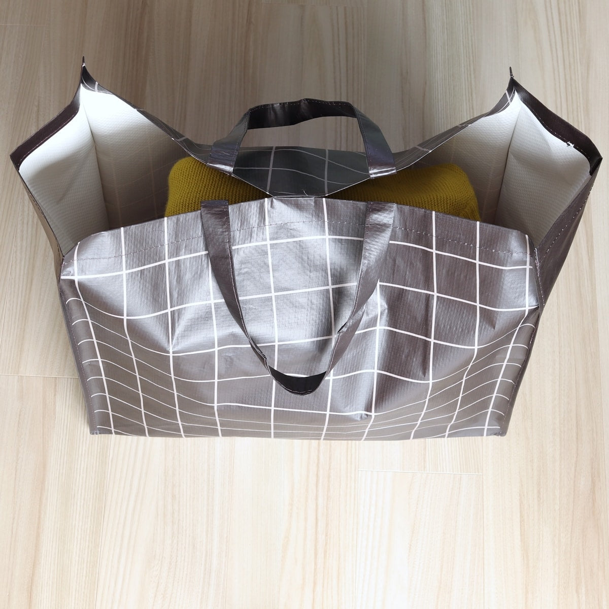収納バッグ 買い物バッグ PPバッグ シンプルチェック L 356213