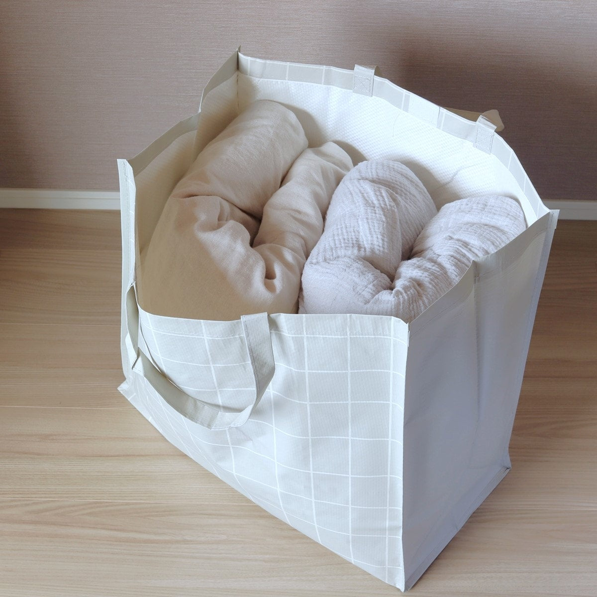 収納バッグ 買い物バッグ PPバッグ シンプルチェック L 356213