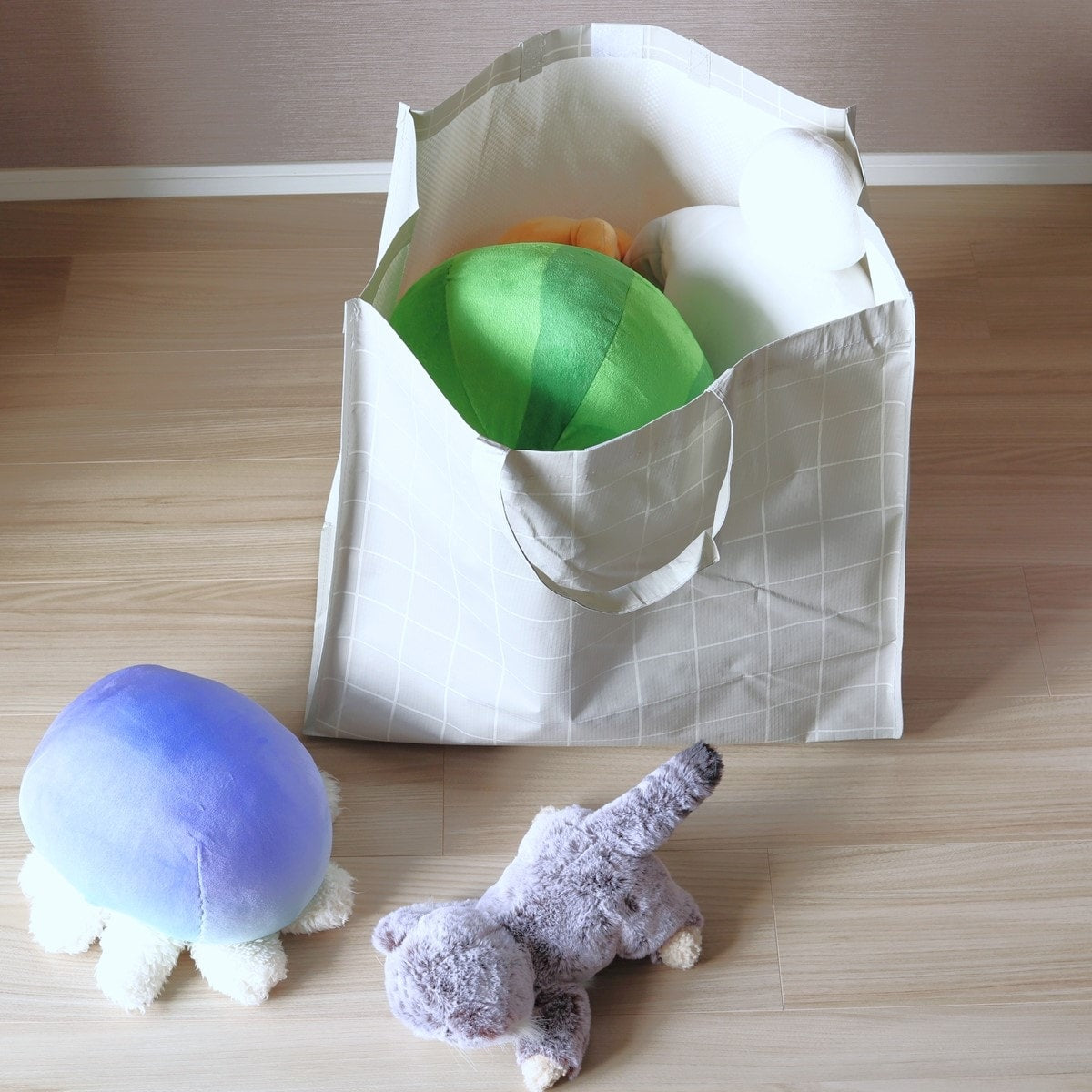 収納バッグ 買い物バッグ PPバッグ シンプルチェック L 356213