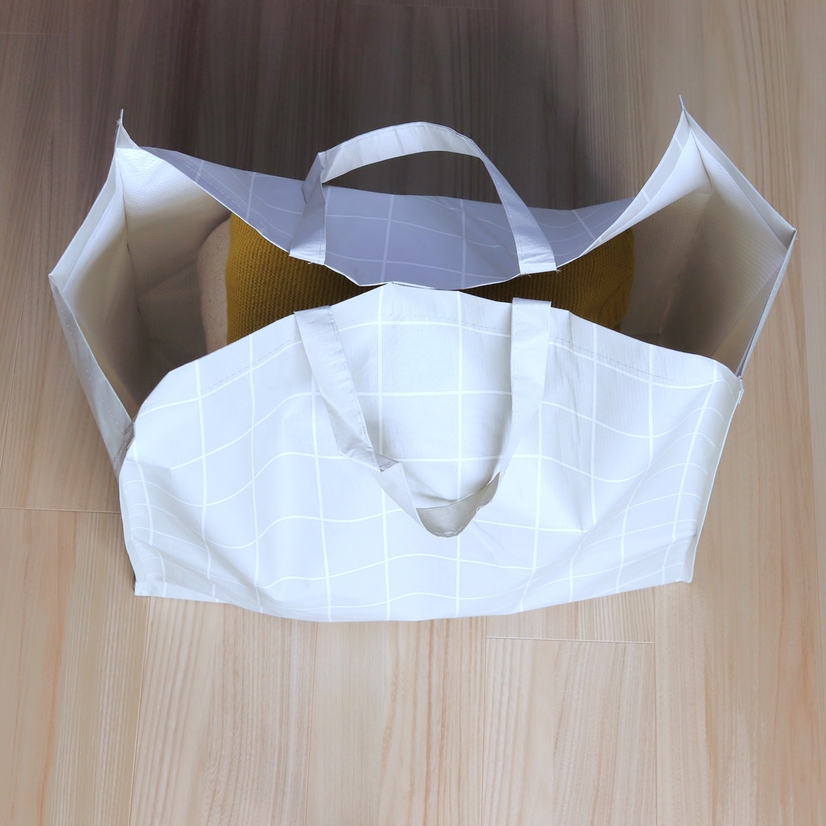 収納バッグ 買い物バッグ PPバッグ シンプルチェック L 356213