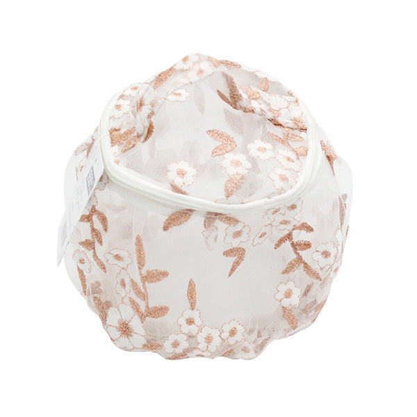 【在庫限り】化粧ポーチ バニティポーチ コスメポーチ 自立 かわいい ガーリー 小物入れ 花柄刺繍付チュール ピンク 12.5x13x13cm 356232