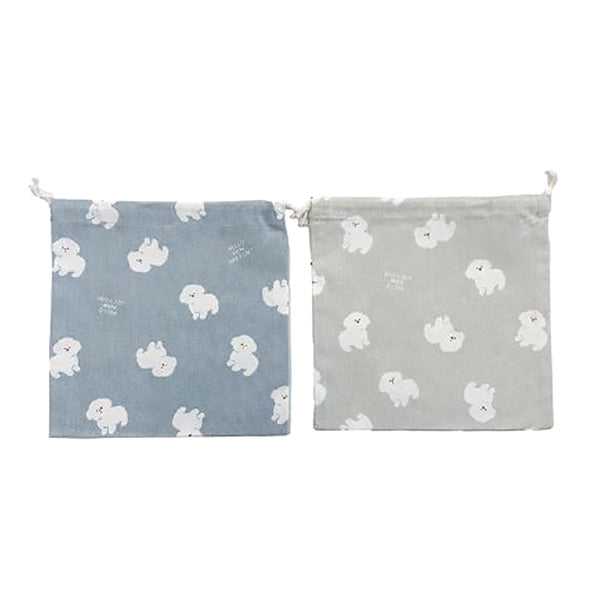 巾着袋 バッグインバッグ 北欧 小物入れ コスメポーチ 化粧ポーチ コットン巾着袋 ビションフリーゼ 23×23cm 356252