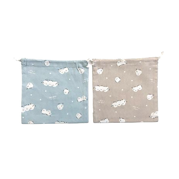 巾着袋 バッグインバッグ 北欧 小物入れ コスメポーチ 化粧ポーチコットン巾着袋 シマエナガ 23×23cm 356253