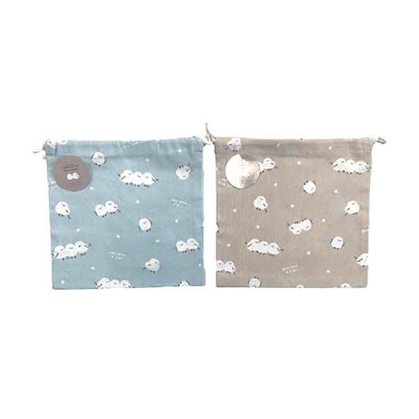 巾着袋 バッグインバッグ 北欧 小物入れ コスメポーチ 化粧ポーチコットン巾着袋 シマエナガ 23×23cm 356253