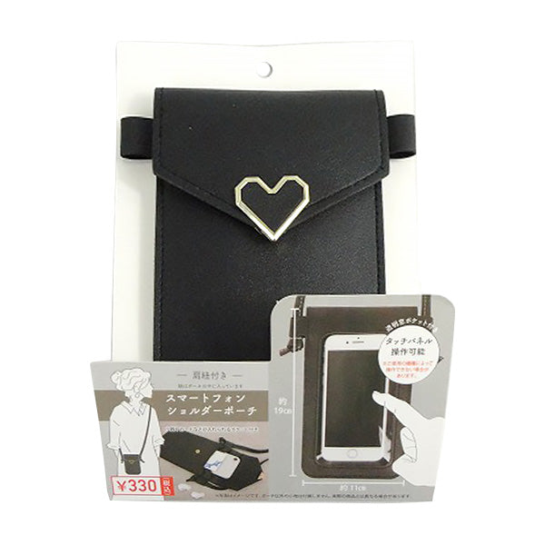 スマホショルダー スマホショルダーバッグ ショルダーポーチ ショルダー ブラック ハート 356288