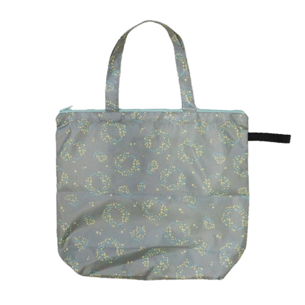 トートバッグ エコバッグ 折りたたみ 手提げ 肩がけバッグ ファスナー付トートバッグミモザ柄 グレー 縦38×横33×マチ12cm 356293