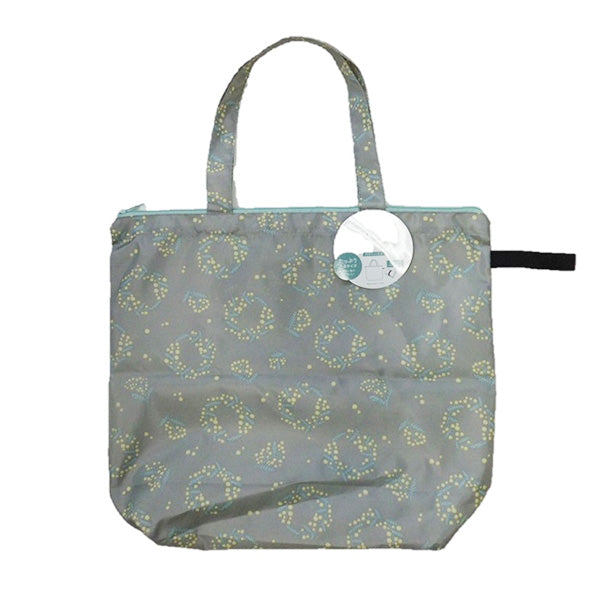トートバッグ エコバッグ 折りたたみ 手提げ 肩がけバッグ ファスナー付トートバッグミモザ柄 グレー 縦38×横33×マチ12cm 356293