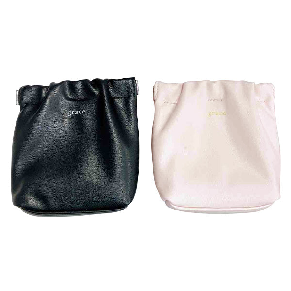 【在庫限り】ポーチ ミニポーチ 小物入れ 化粧ポーチ コスメポーチ トラベルポーチ バネ口フェイクレザーポーチ(ブラック・ホワイト) 356321