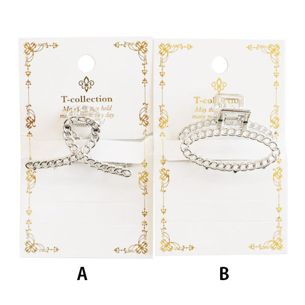 【OUTLET】バンスクリップ シルバー チェーンモチーフ ヘアバンス ヘアクリップ 髪留め バンス/シルバー /BA-778 356610