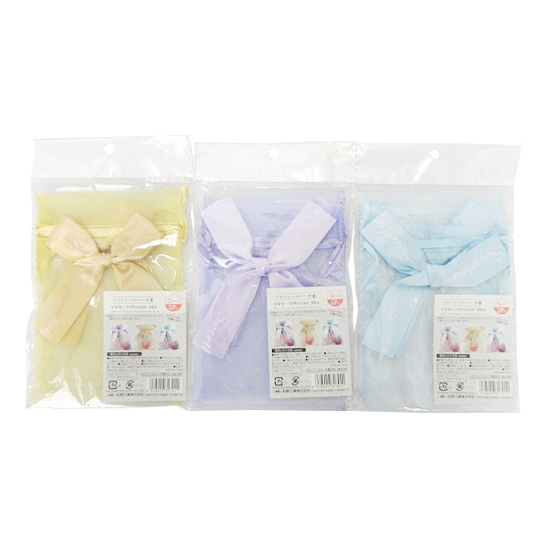 リボン付きシースルー 巾着型ギフトバッグ 2P S 356763