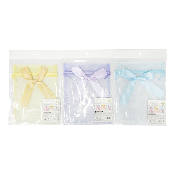 リボン付きシースルー 巾着型ギフトバッグ 1P M 356764