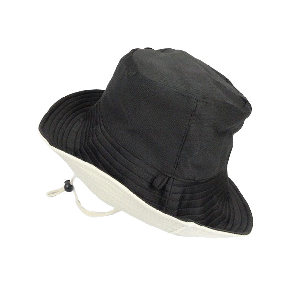 帽子 ハット レディース つば広 深め UVカットつば広帽子 リバーシブル 黒×アイボリー　357298