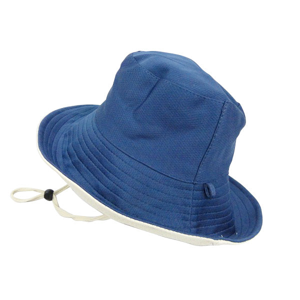 帽子 ハット レディース つば広 深め UVカットつば広帽子 リバーシブル ネイビー×アイボリー　357299