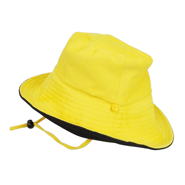【OUTLET】帽子 ハット レディース つば広 深め UVカットつば広帽子 リバーシブル イエロー×黒　357301