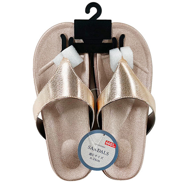 【OUTLET】ビーチサンダル トングサンダル 厚底 4cm 屋外 レディース 婦人用 24cm ワイドトングサンダル ピンクゴールド 357322