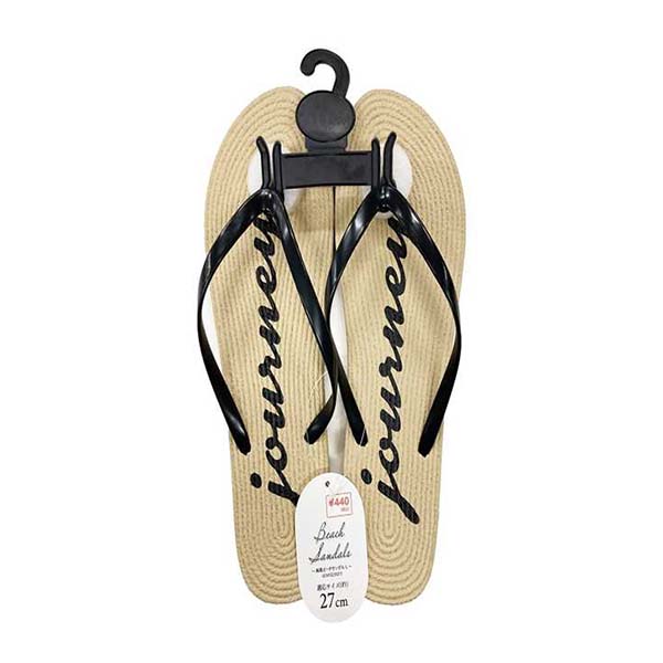 【OUTLET】ビーチサンダル 麻風 ビーチサンダル レディース 婦人 L 底面英字プリント 27cm 357345