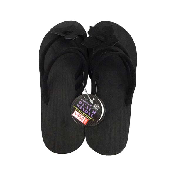 【OUTLET】ビーチサンダル レディース 婦人 スエード風 フラワービーチサンダル 黒 24cm 357351