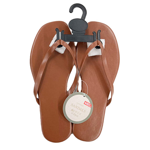 【OUTLET】サンダル スクエアトゥ レザー風 スクエアサンダル(ブラック・ブラウン)24cm 357353