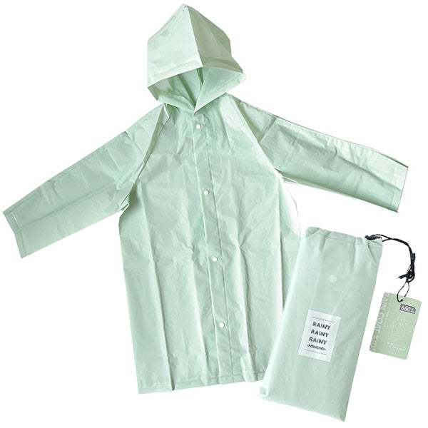 レインコート レインウェア雨具 雨合羽 コンパクト簡易 収納袋付 キッズ用 子供用 モスグリーン フリーサイズ 357577