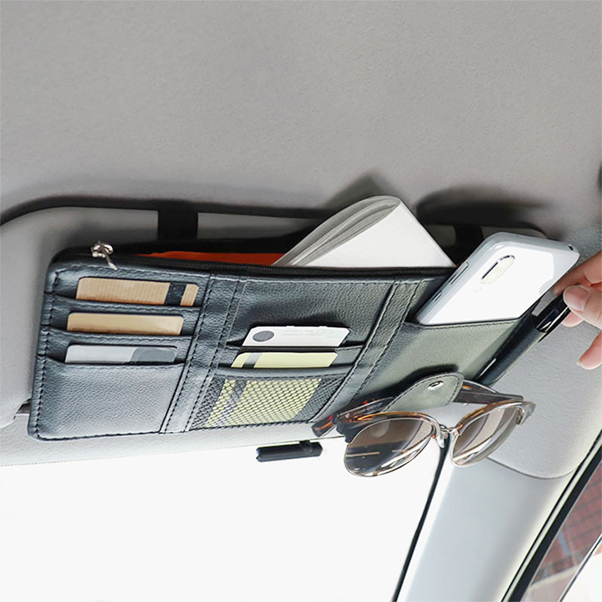 車用サンバイザー 日除け 車載サンボード ポケット/CW-1 ブラック 358274