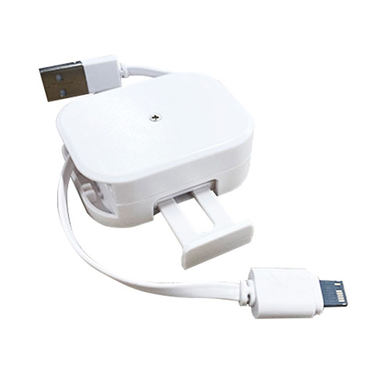 iPhone充電専用ケーブル リール式 スマホスタンド付き 70cm 358319