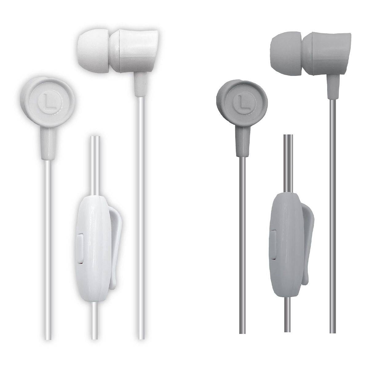 【OUTLET】イヤホンマイク ステレオイヤホン カナル型 リモコンマイク付き(ホワイト・グレー) 4 358360