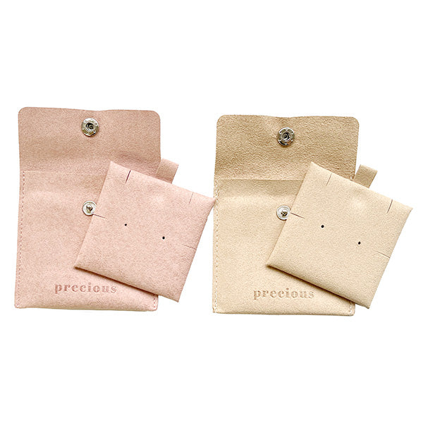 【OUTLET】ネックレスポーチ ジュエリーポーチ アクセサリーケース 2色(ベージュ・ピンク)約8x8cm 358711