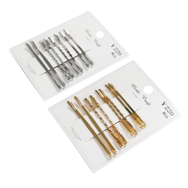 【OUTLET】ヘアピン ヘアアクセサリー 髪留めピン アレンジピン メタルアメピン8本セット(ゴールド・シルバー) 358837