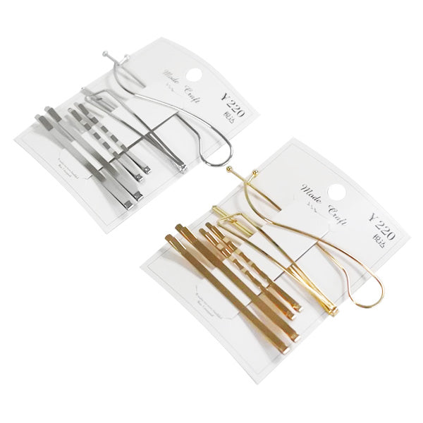 【OUTLET】ヘアピン ヘアアクセサリー 髪留めピン アレンジピン  メタルデザインヘアピン6本セットB (ゴールド・シルバー) 358839