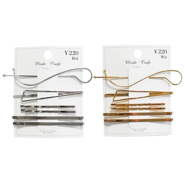 【OUTLET】ヘアピン ヘアアクセサリー 髪留めピン アレンジピン  メタルデザインヘアピン6本セットB (ゴールド・シルバー) 358839