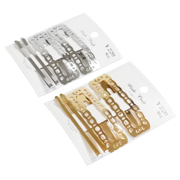 ヘアピン ヘアアクセサリー 髪留めピン アレンジピン メタルスリーピン 4本セット(ゴールド・シルバー) 358842