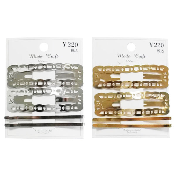 ヘアピン ヘアアクセサリー 髪留めピン アレンジピン メタルスリーピン 4本セット(ゴールド・シルバー) 358842