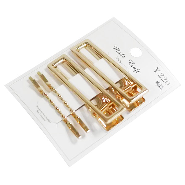 ヘアピン ヘアクリップ ヘアアクセサリー 髪留めピン アレンジピン メタルクリップヘアピン4本セットA ゴールド 358843