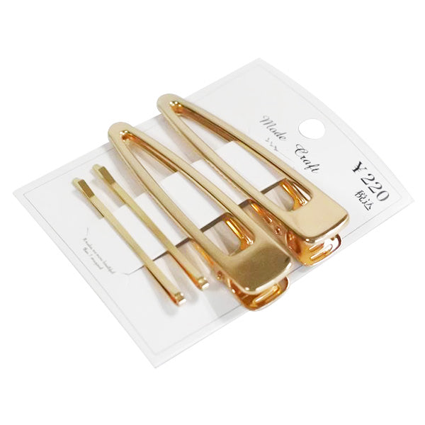 ヘアピン ヘアアクセサリー 髪留めピン アレンジピン メタルクリップヘアピン 4本セットB(ゴールド) 358844