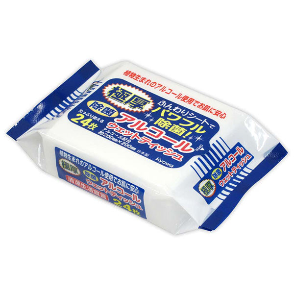 極厚除菌アルコールウェットティッシュ 24枚 約20×20cm 359333