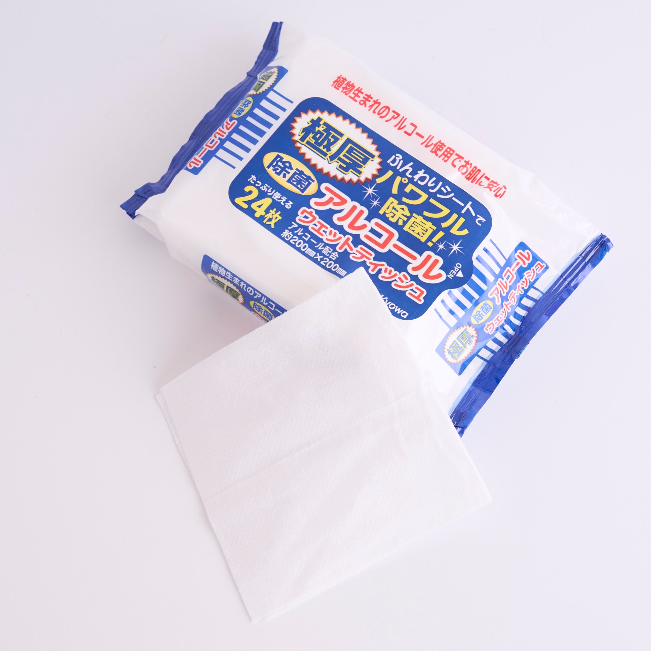 極厚除菌アルコールウェットティッシュ 24枚 約20×20cm 359333