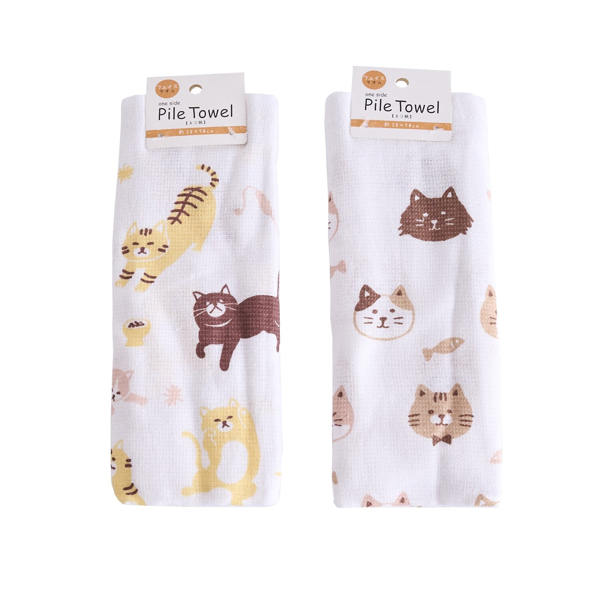 タオル 片面パイル フェイスタオル ネコ柄 28×70cm 359594