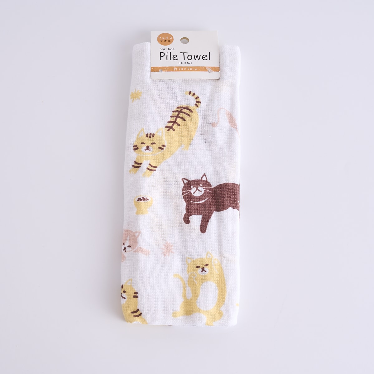 タオル 片面パイル フェイスタオル ネコ柄 28×70cm 359594