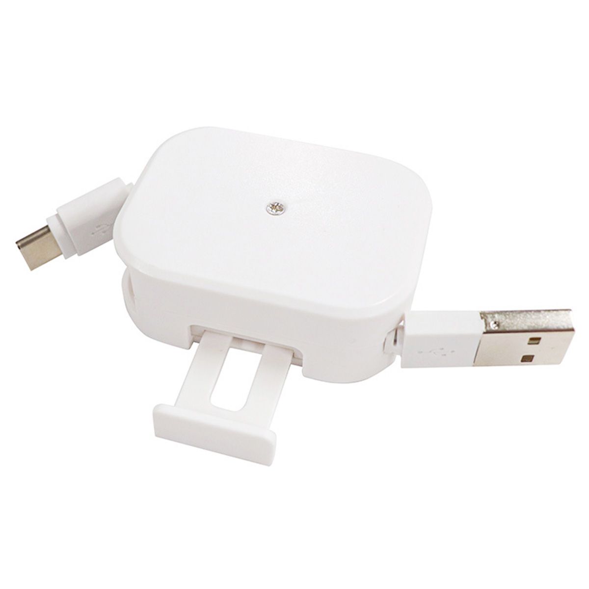 スマホ充電ケーブル Type-C充電・転送リールケーブル 70cm スタンド付 362262