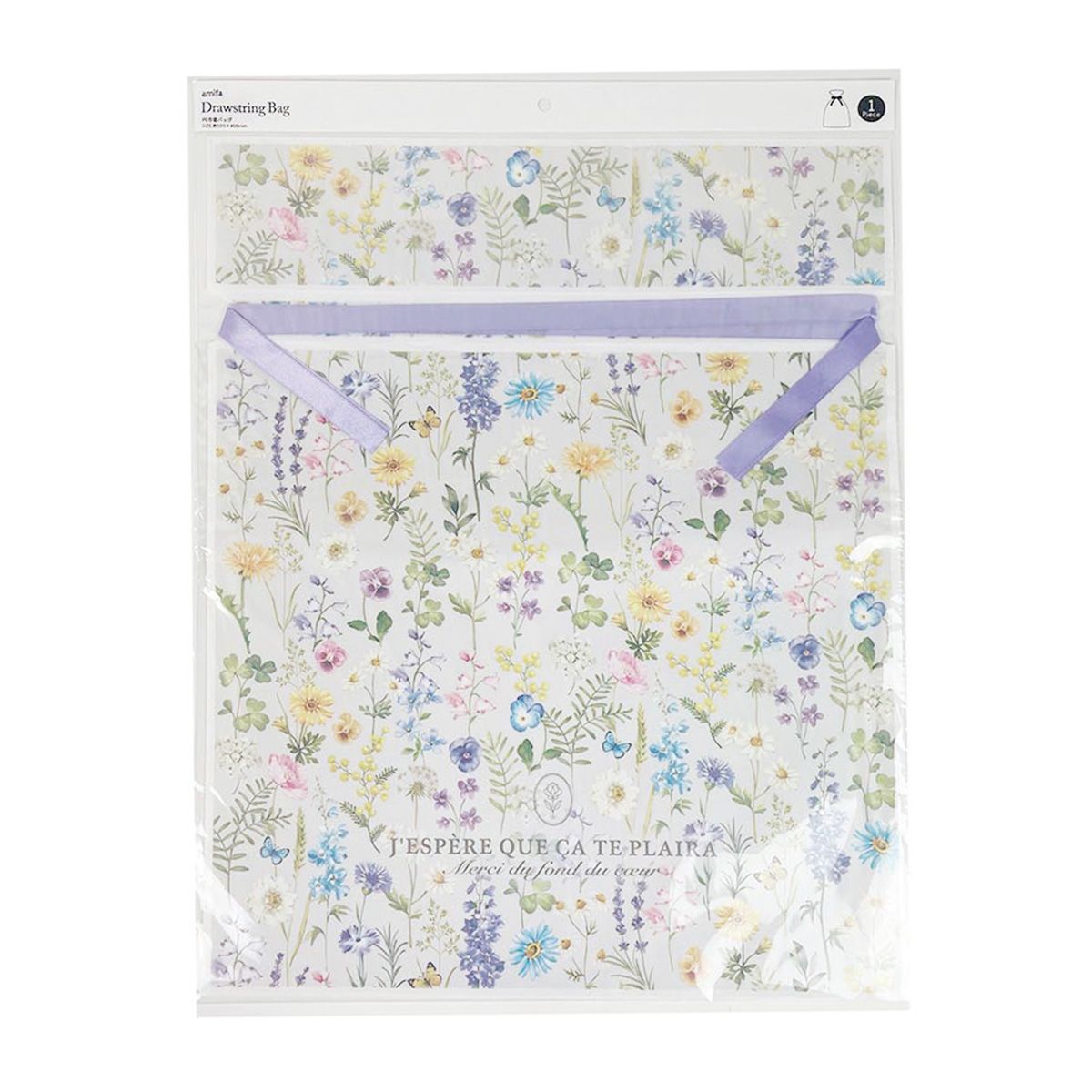 PE巾着バッグ フローラル 364386